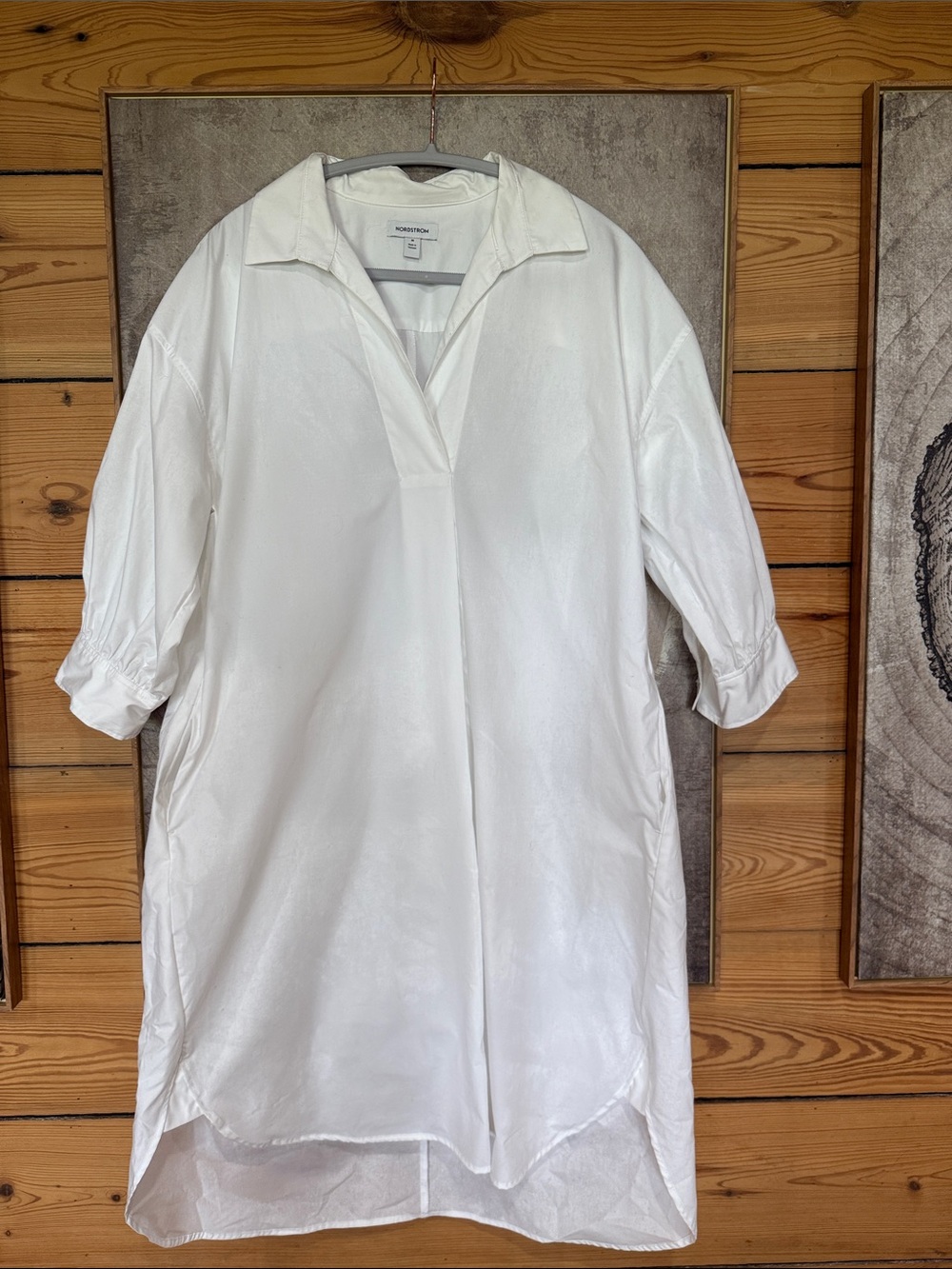 Nordstrom Oversized crisp White Poplin Tunic Shirt Dress like new. Pockets!